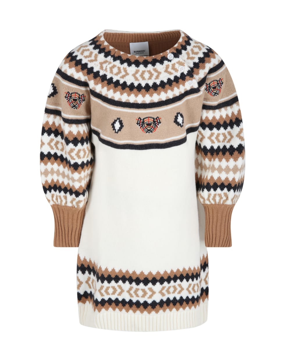 Burberry Multicolor Dress For Girl With Thomas Bears - Beige