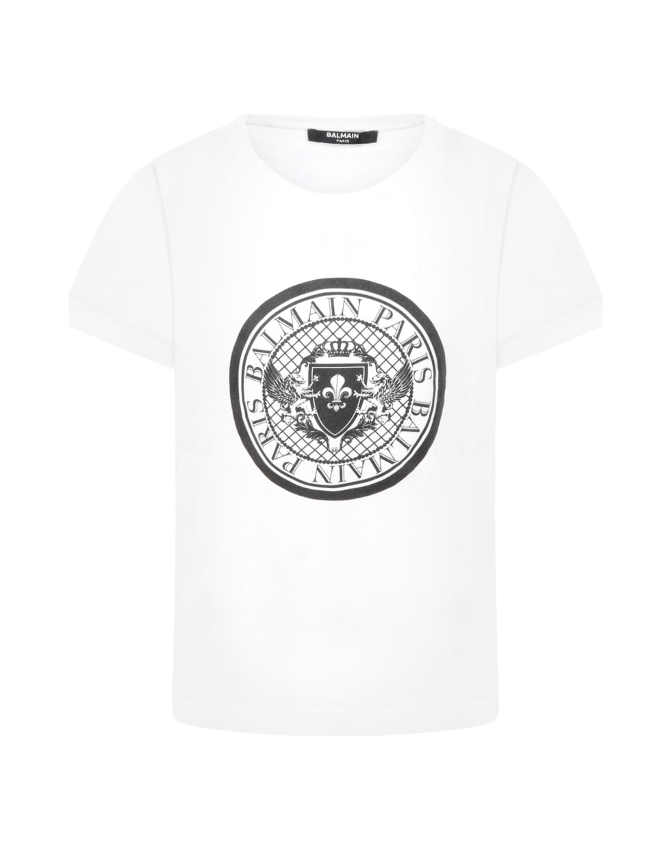 Balmain White T-shirt For Kids With Logos - Bianco/Nero