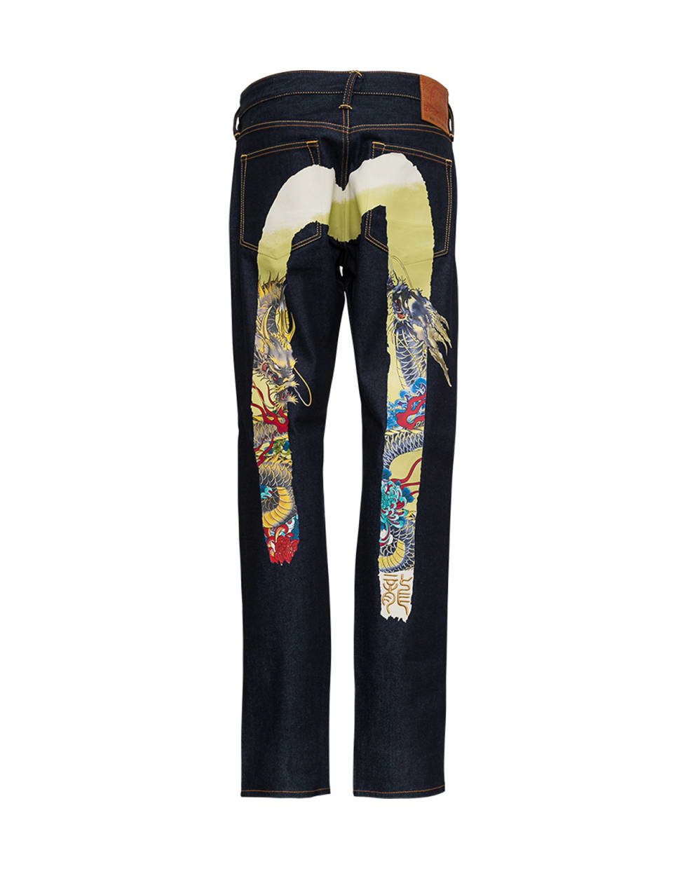 Evisu Blue Denim Jeans With Multicolor Back Print - Blu