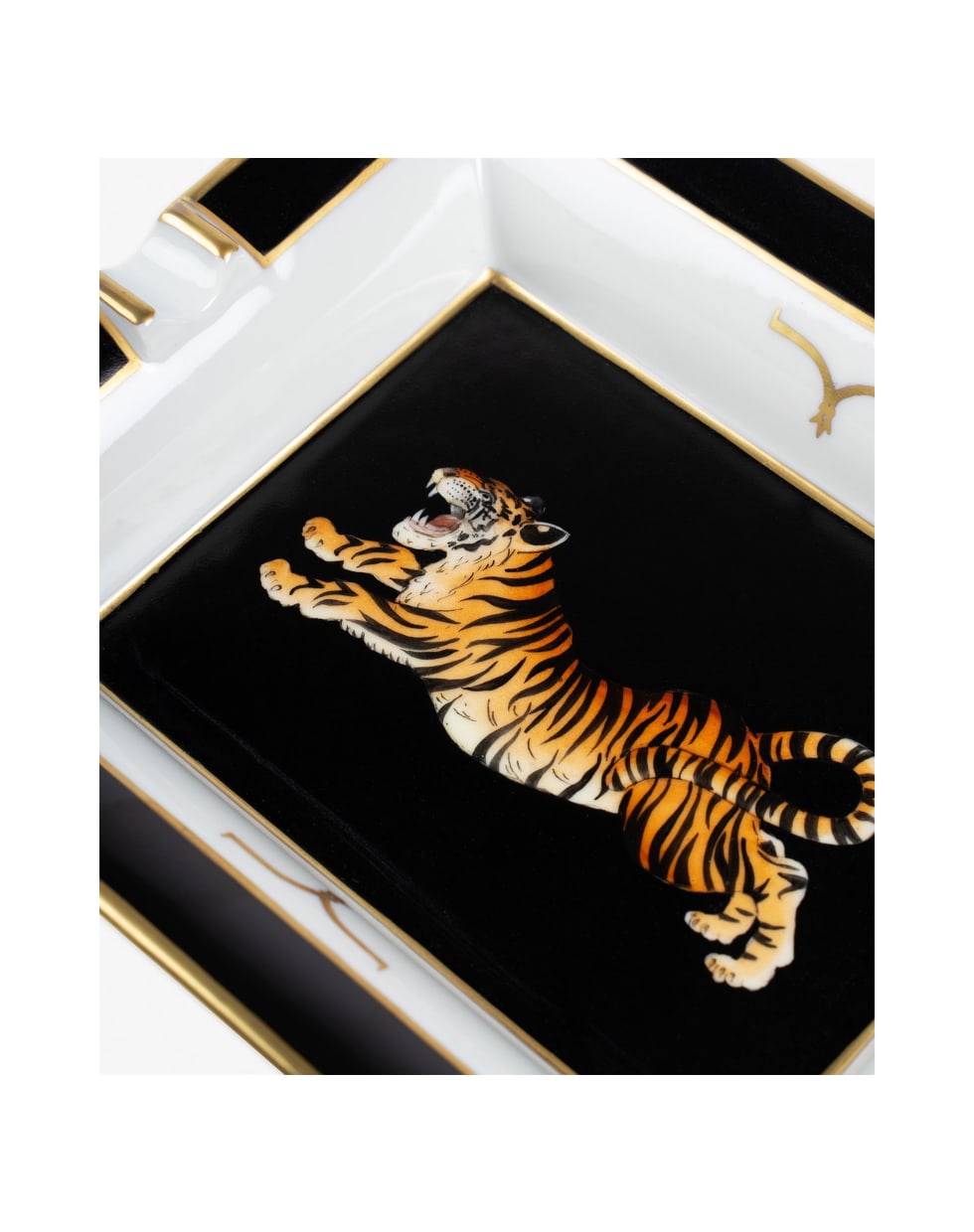 Larusmiani Porcelain Ashtray "crouching Tiger" - black