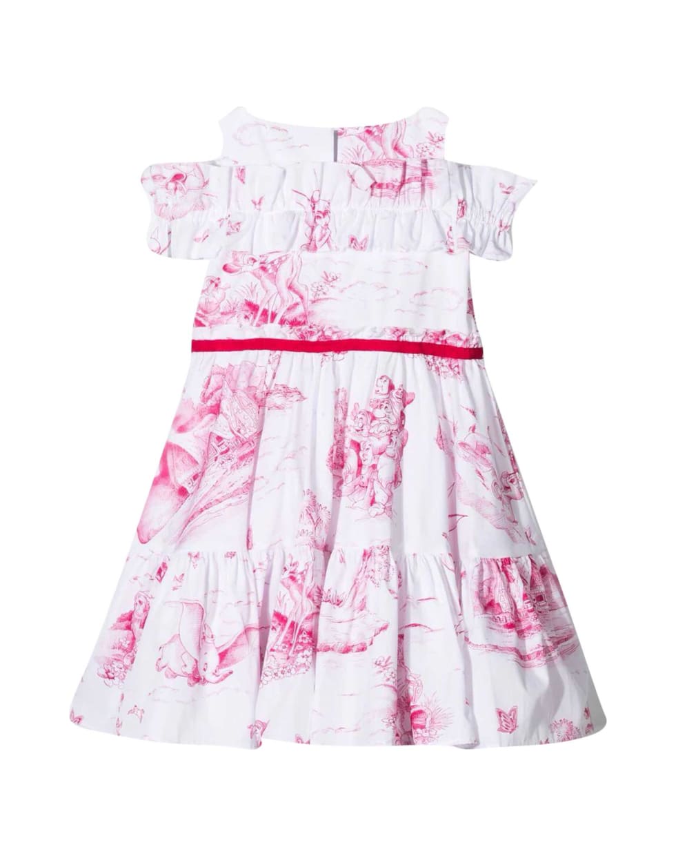 Monnalisa Disney Dress With Print - Bianco/fucsia