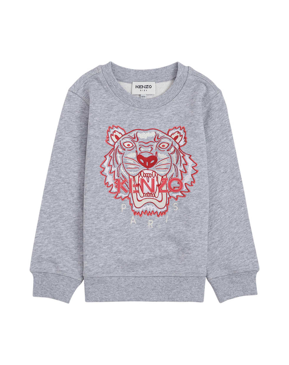 Kenzo Kids Grey Cotton Sweatshirt With Tiger Print - Grigio