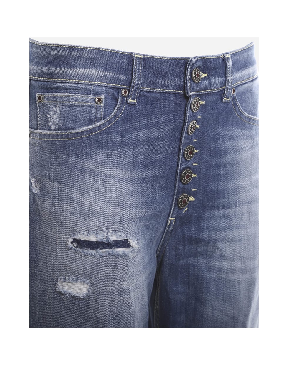 Dondup Used-effect Denim Jeans With Cuts - Blue