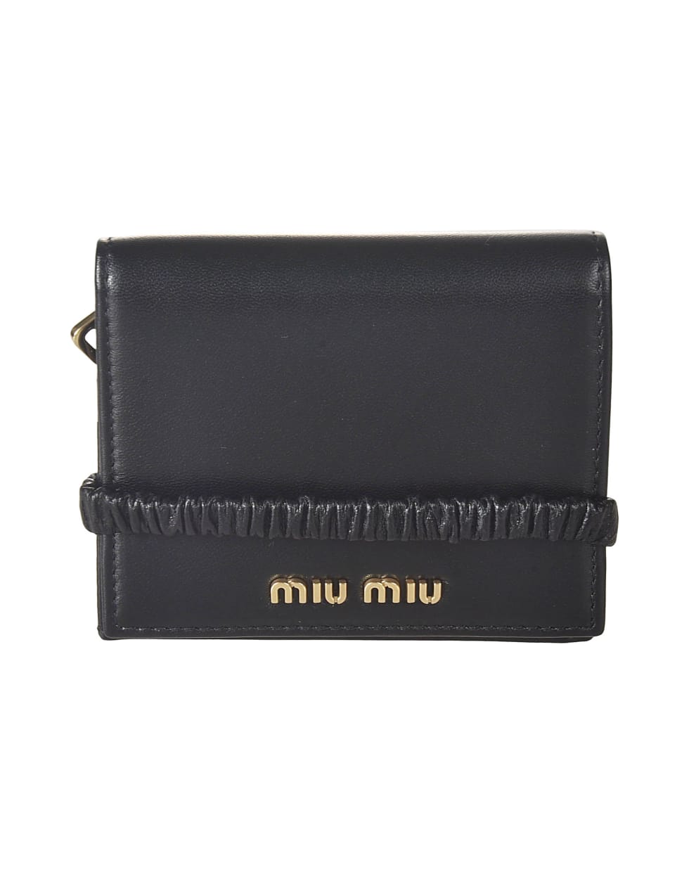 Miu Miu Metallic Foldover Wallet - Black