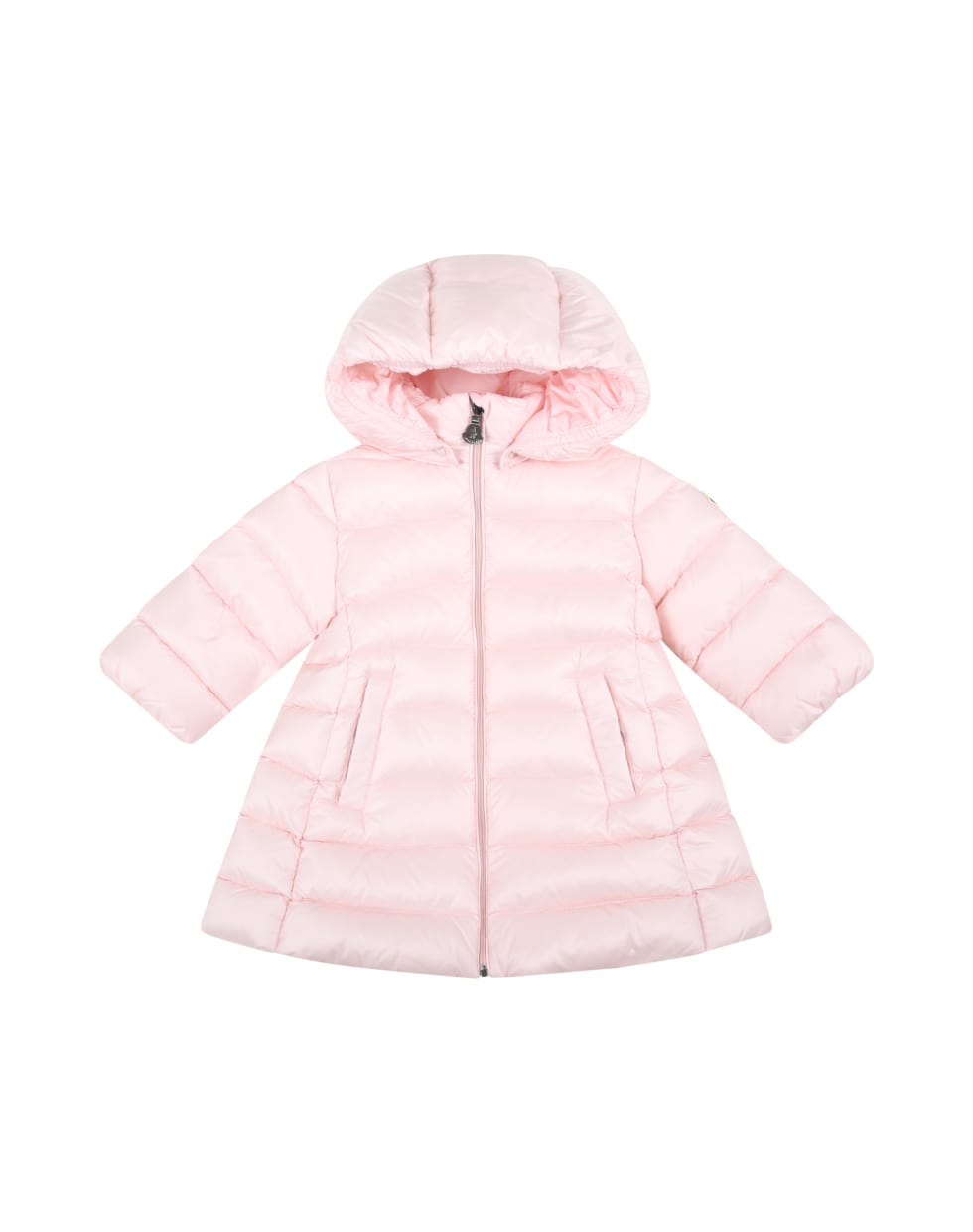 Moncler Pink "majeure" Jacket For Baby Girl With Logo Patch - Pink