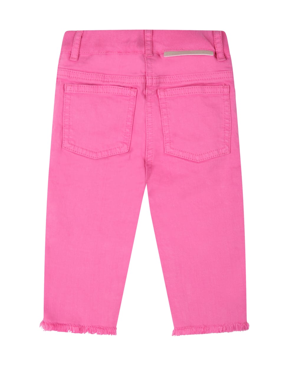 Stella McCartney Kids Fuchsia Jeans For Baby Girl With Logo Patch - Fuchsia