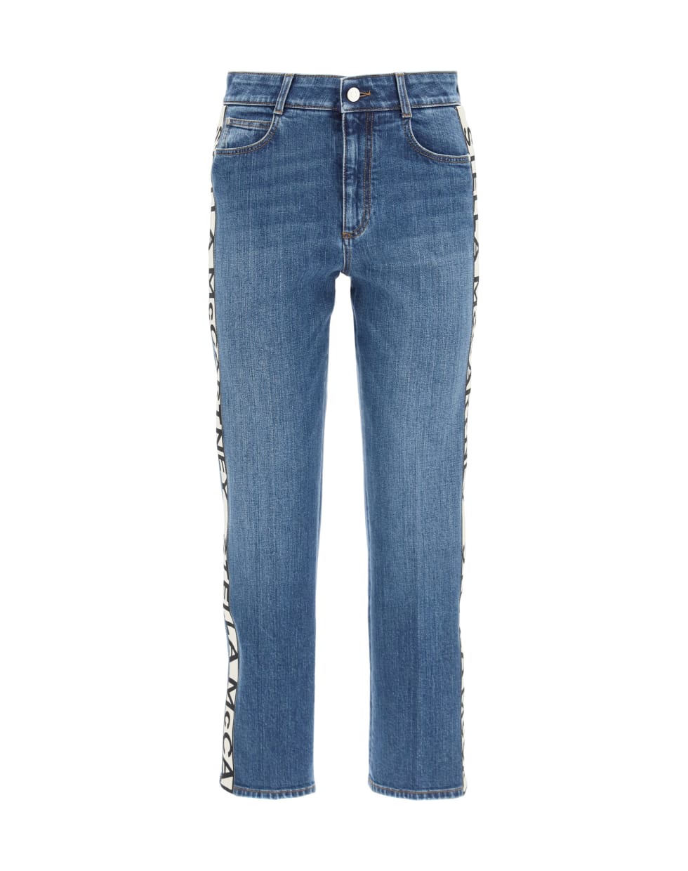 Rise Cropped Jeans With Monogram Bands