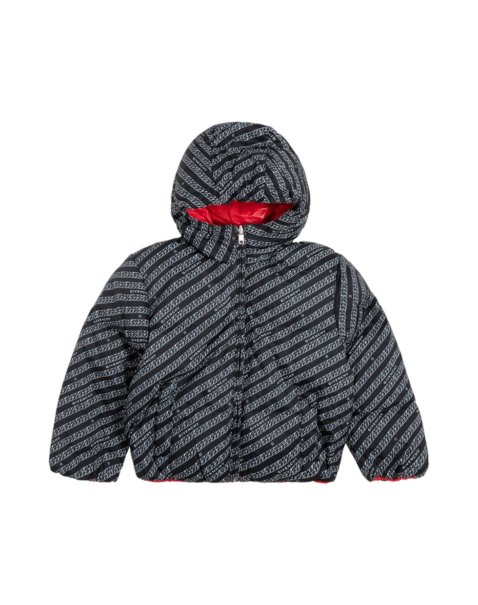 Givenchy Reversible Nylon Down Jacket With Allover Logo Print - Multicolor