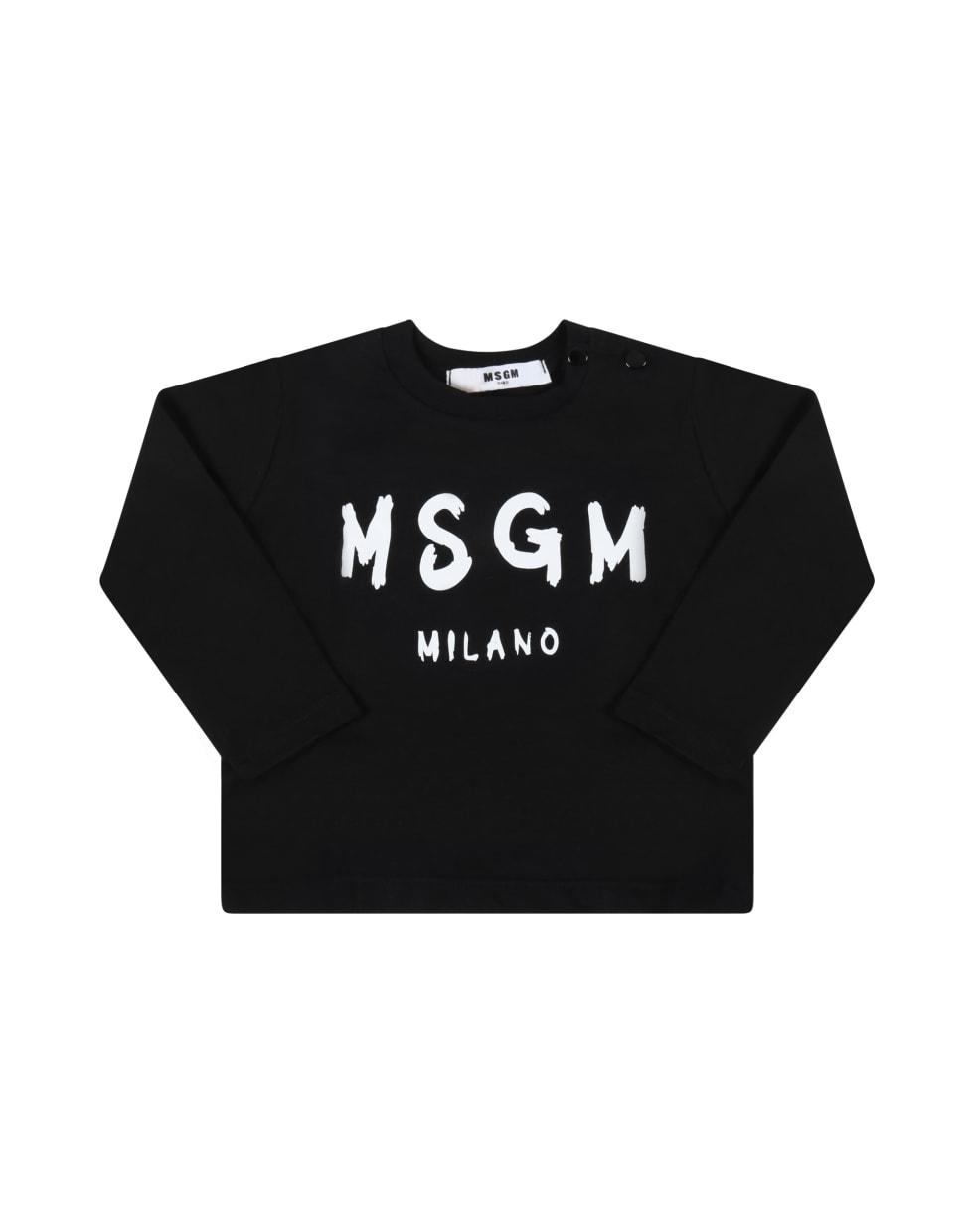 MSGM Black T-shirt For Babykids With Black Logo - Black