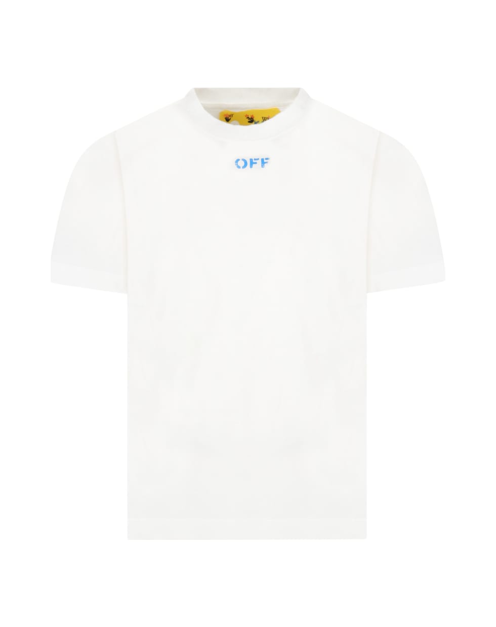 Off-White White T-shirt For Boy With Light Blue Logo - Bianco e Blu