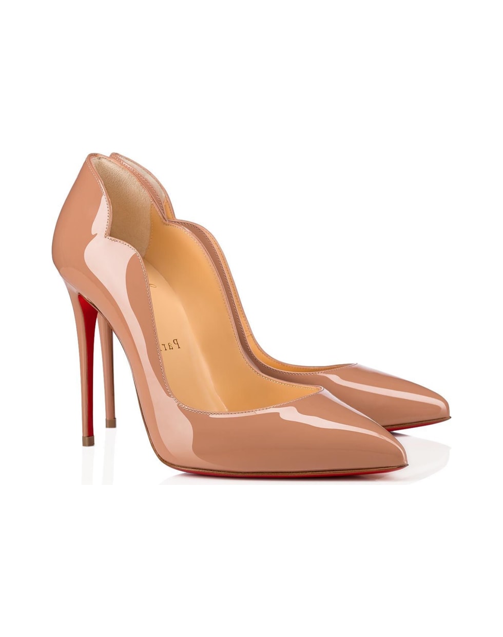 Christian Louboutin Hot Chic 100 Nude Patent Leather Pumps - NUDE