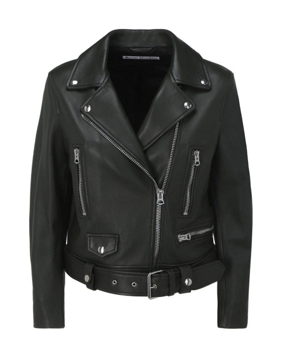 acne green leather jacket