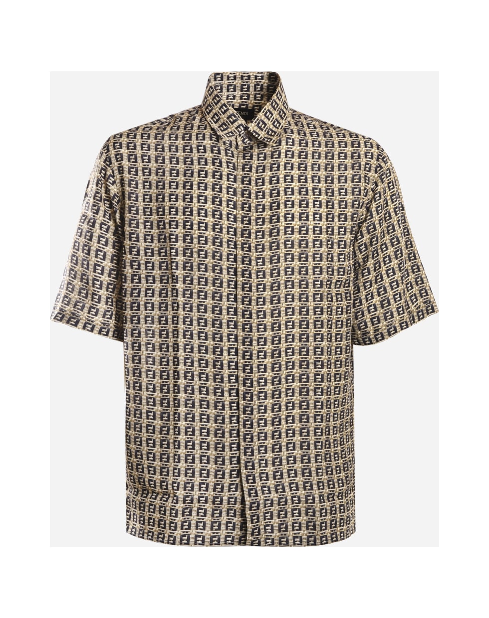 Fendi Oversized Shirt With All-over Ff Motif - Beige