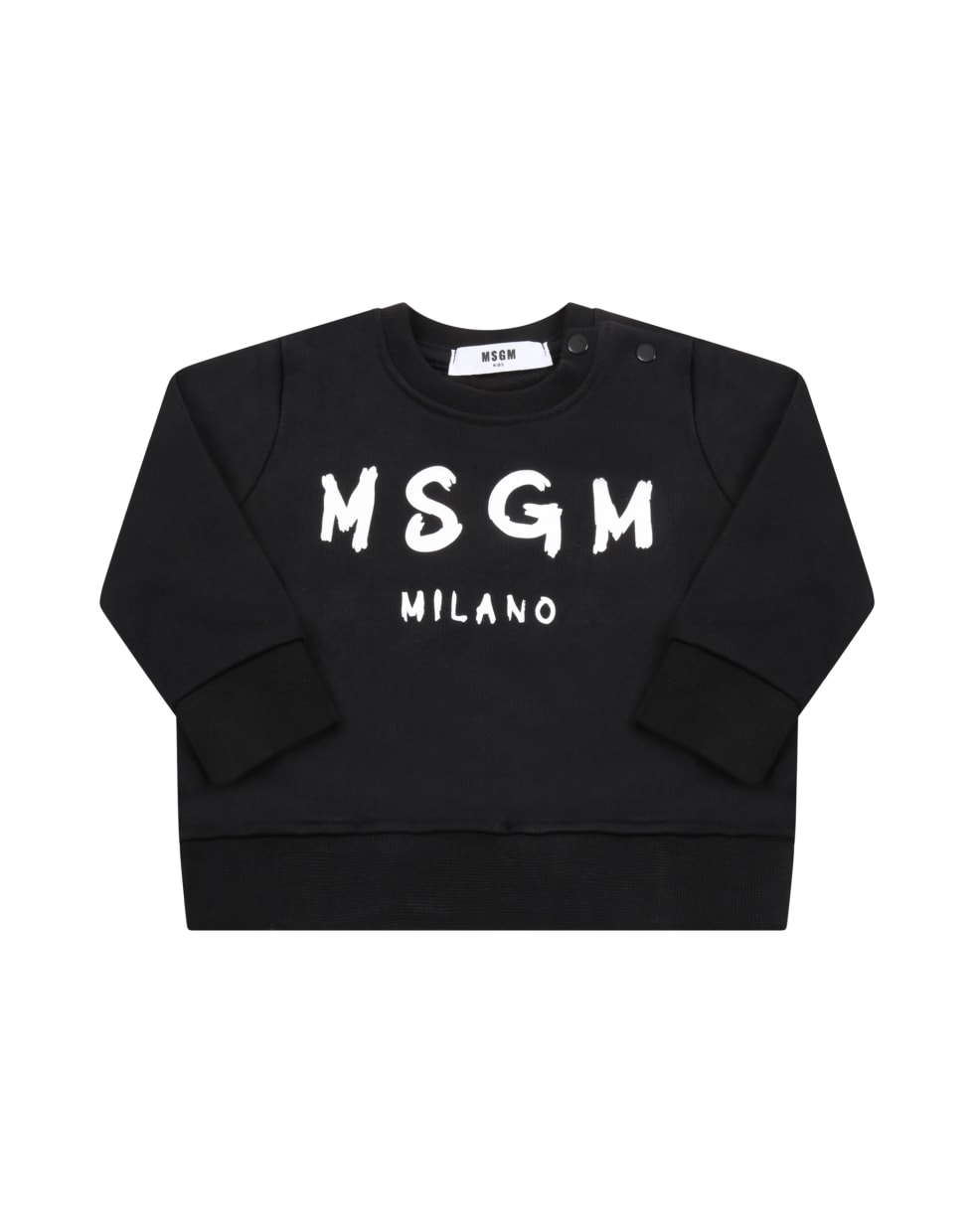 MSGM Black Sweatshirt For Babykids With Logo - Black