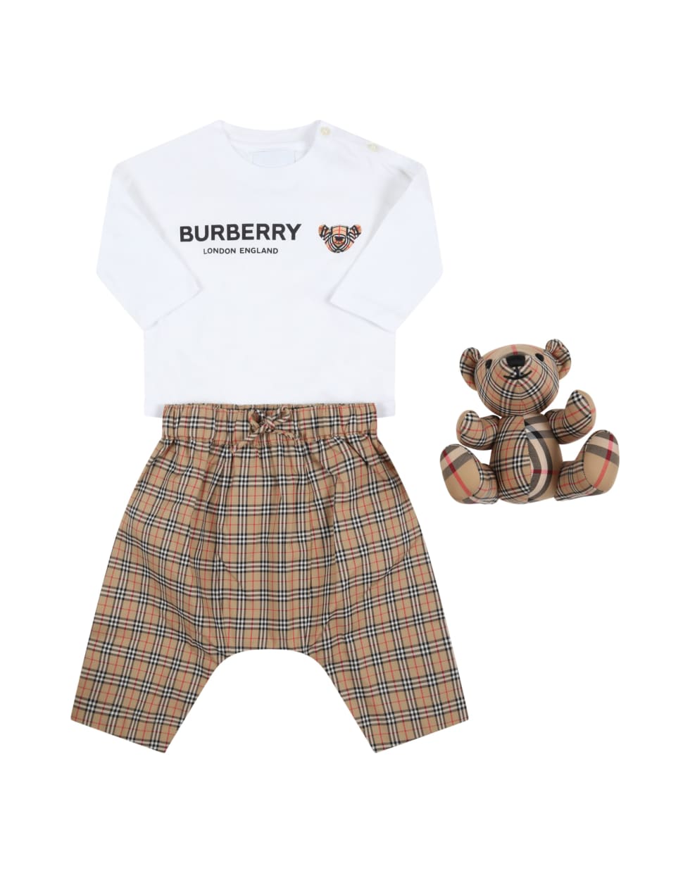 Burberry Multicolor Set For Baby Boy - Beige