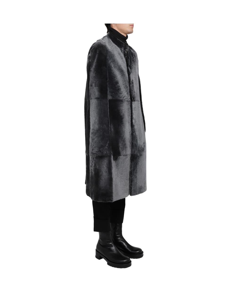 Sapio Grey 1 Shearling Coat Men - Black