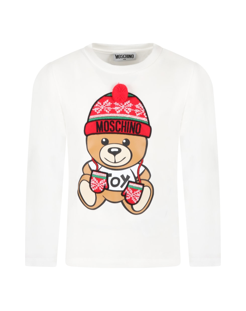 Moschino White T-shirt For Kids With Teddy Bear - Panna