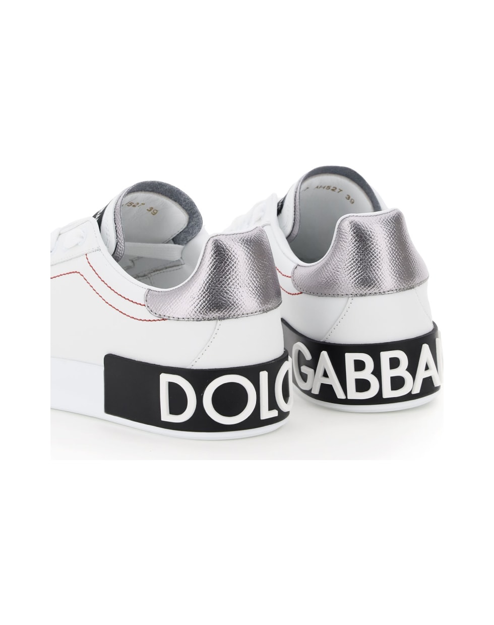Dolce & Gabbana Portofino Leather Sneakers - Rosa Bianco Argento