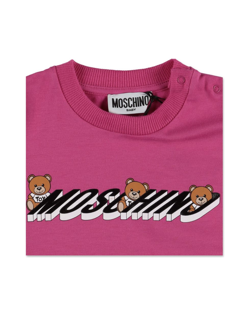 Moschino T-shirt Fucsia In Jersey Di Cotone - Fucsia