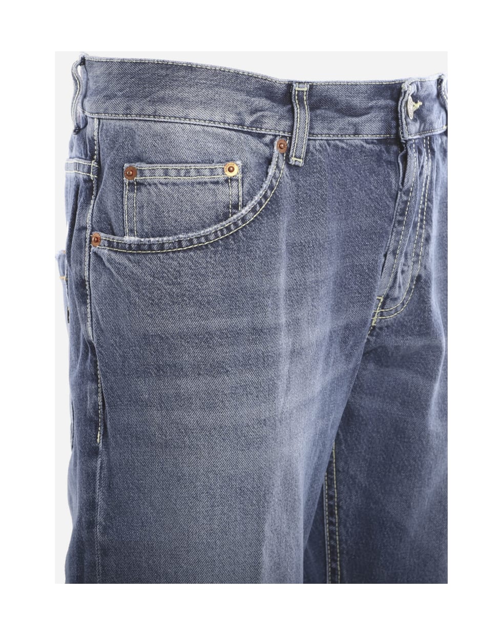 Dondup Washed Effect Cotton Denim Jeans - Blue
