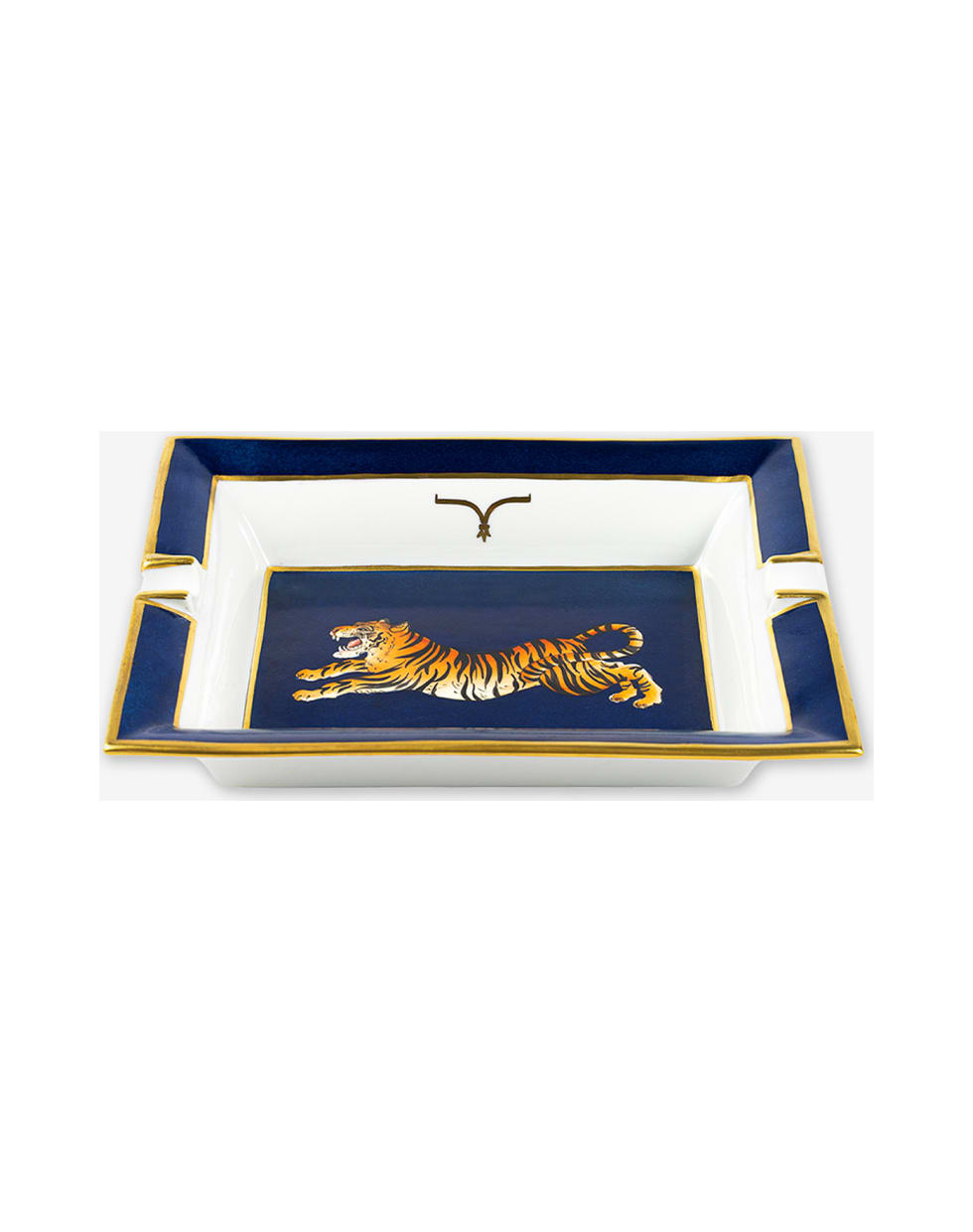 Larusmiani Porcelain Ashtray "crouching Tiger" - blu night