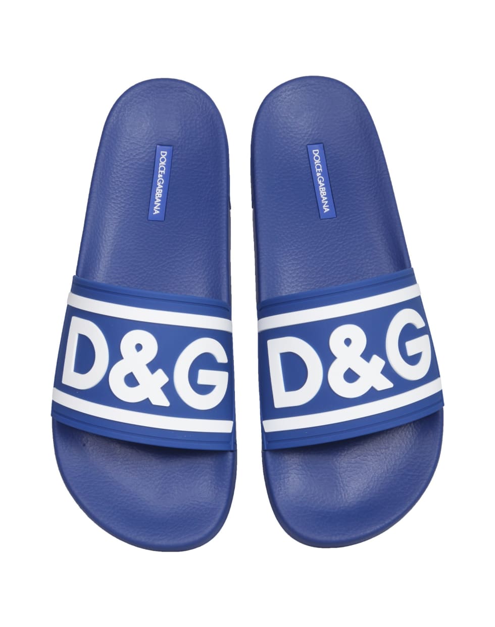 Dolce & Gabbana Slide Sandals With Logo - BLU