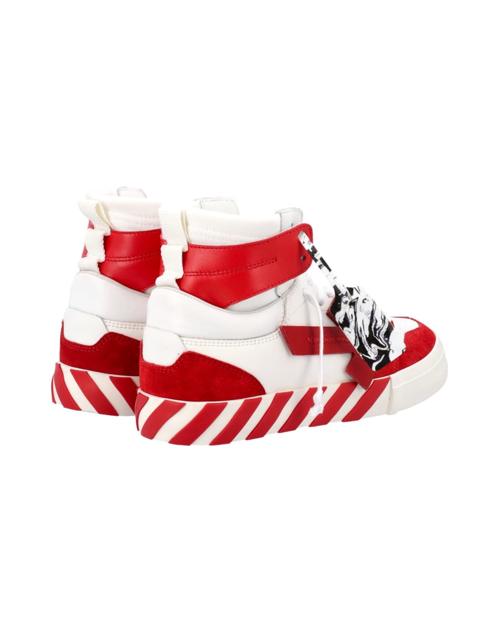 Off-White High Top Vulcanized Leather - White Red