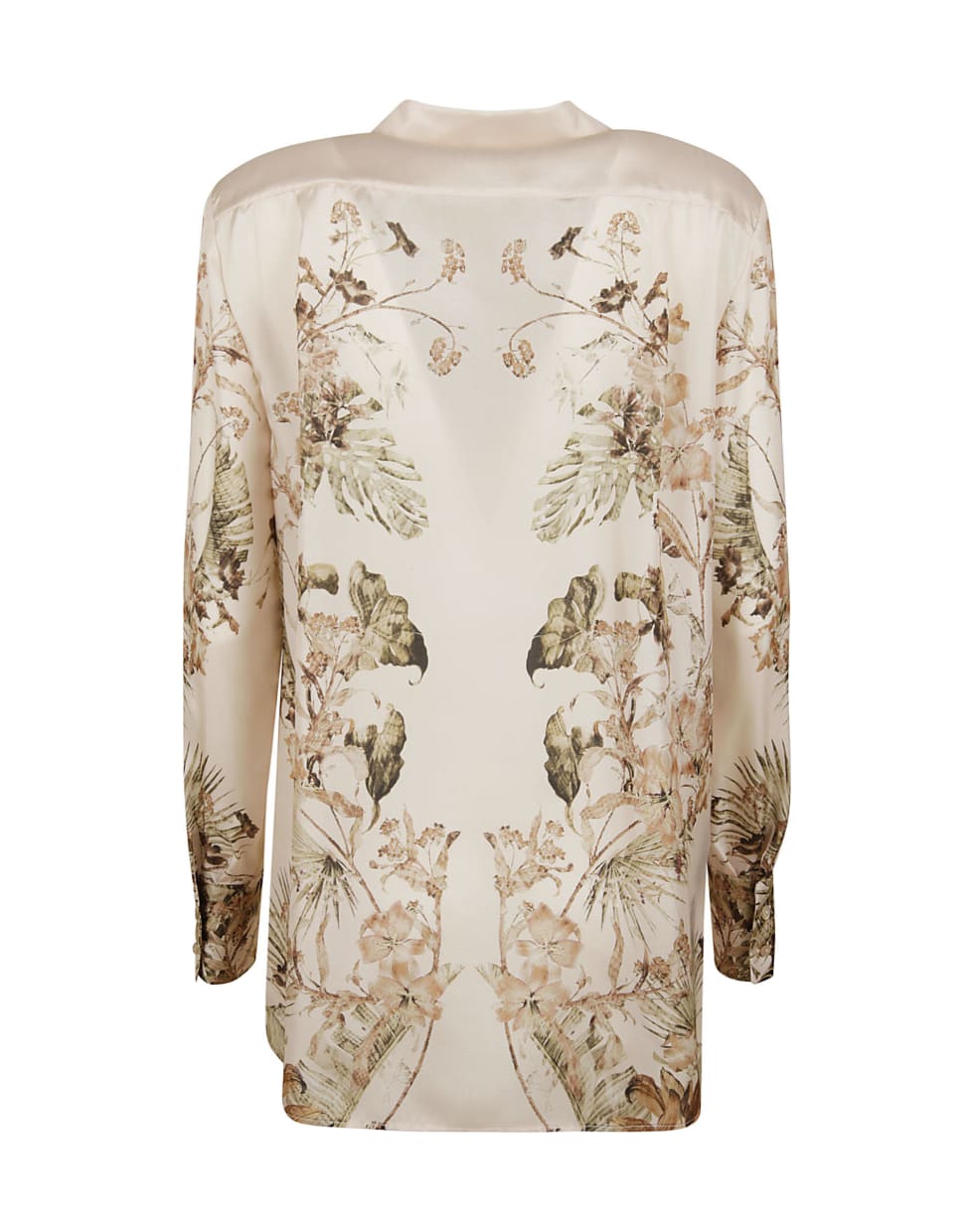 Alberta Ferretti Floral Print Silk Shirt - Beige