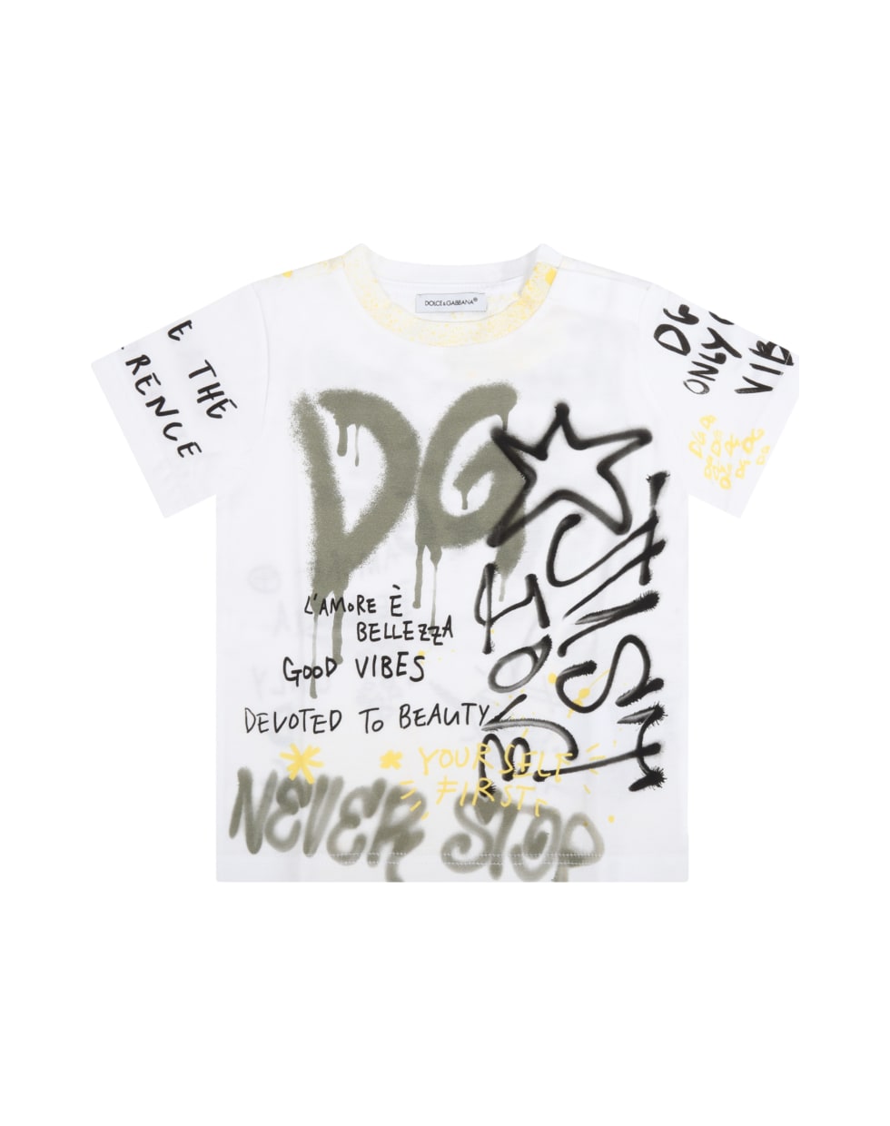 Dolce & Gabbana White T-shirt For Baby Boy With Logo - White