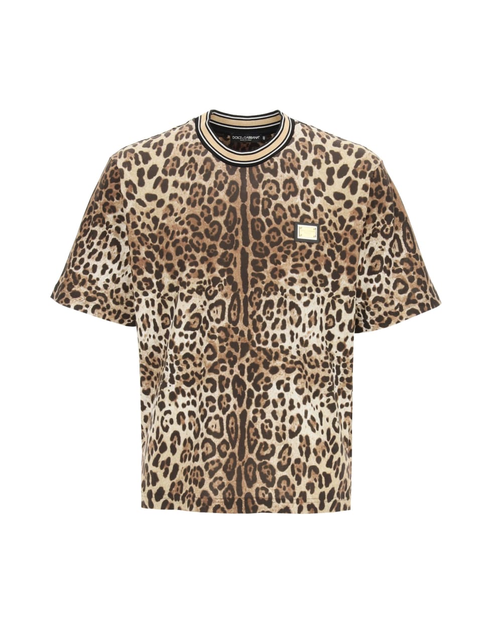 Dolce & Gabbana T-shirt Animalier - BROWN/BLACK