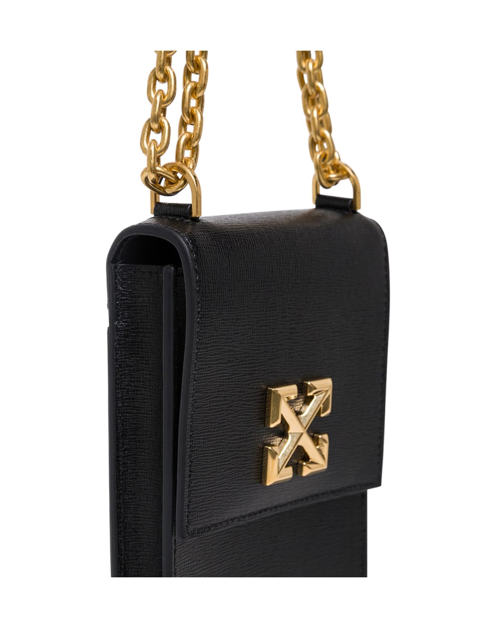 Off-White Black Leather  Crossbody With Arrows Logo - Black