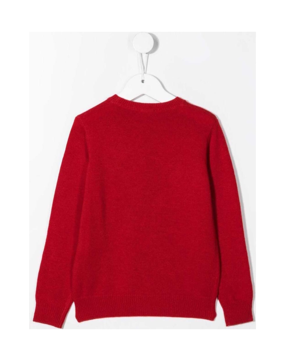 Il Gufo Red Wool Sweater With Christmas Reindeer Print - Red