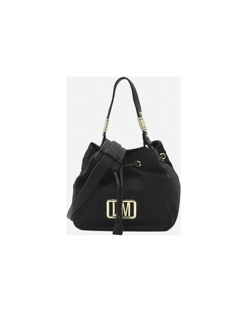 Love Moschino Bucket Bag In Nylon With Logo Lettering - Black