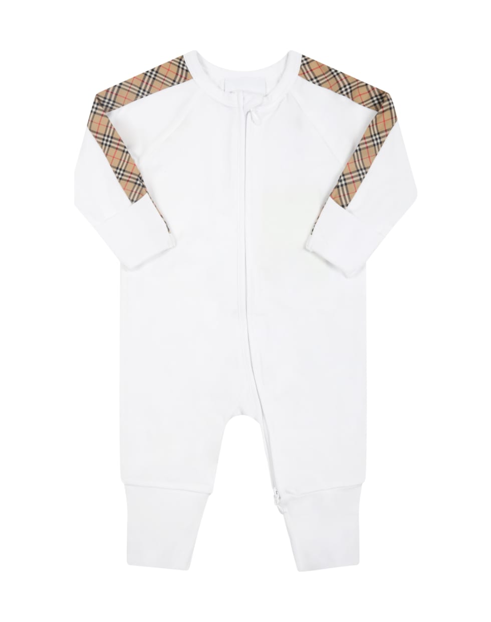 Burberry White Set For Babykids With Iconic Check Vintage - White