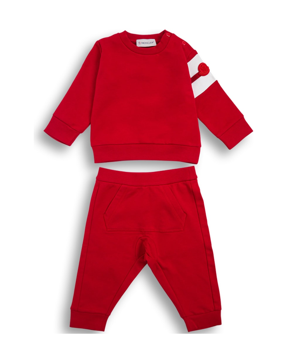 Moncler Coordinated Red Cotton Suit With Logo - Red
