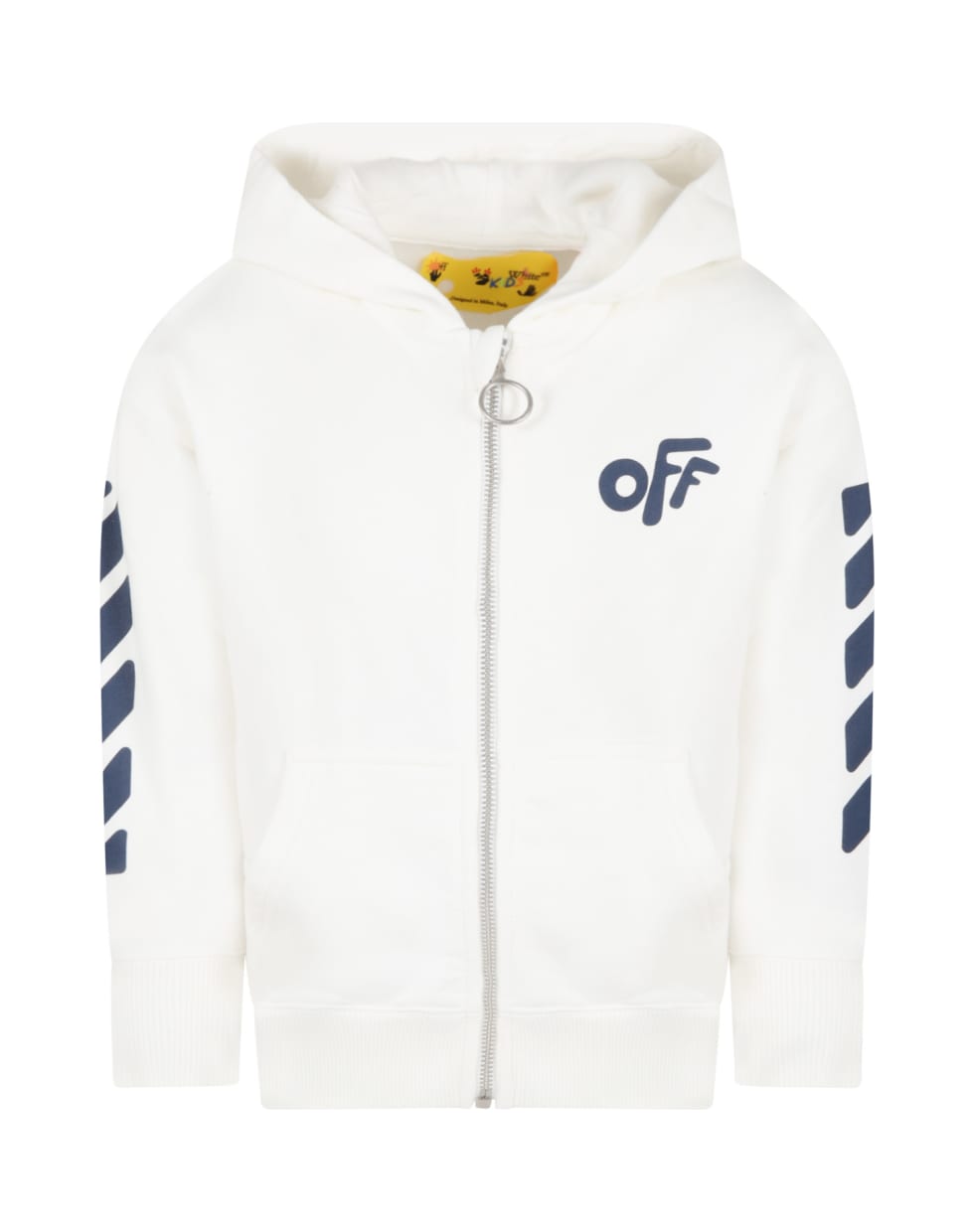 Off-White White Sweatshirt For Kids With Off Logo - Bianco e Blu