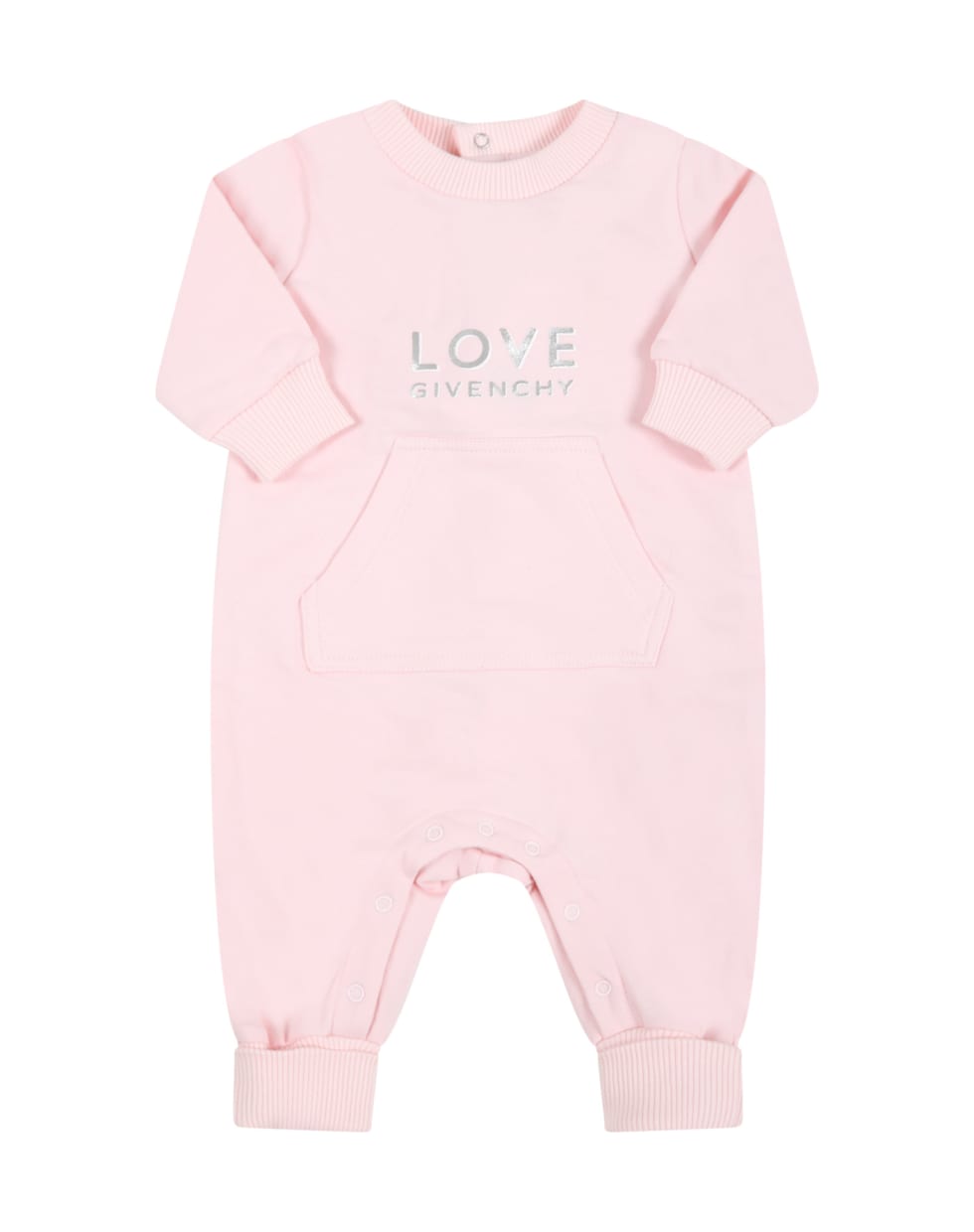 Givenchy Pink Babygrow For Baby Girl With Logo - Pink
