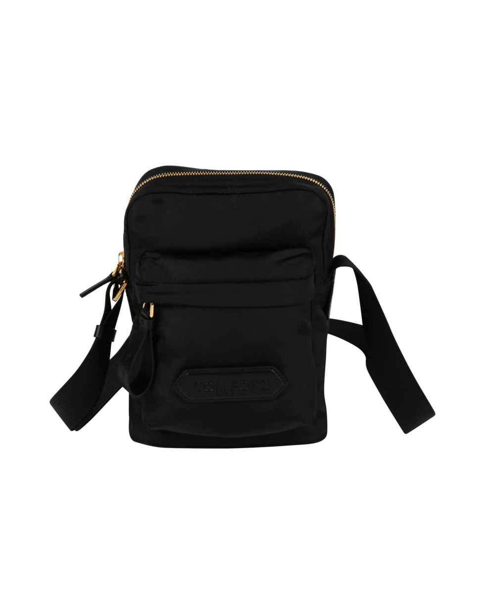 Tom Ford Logo Patched Zip-around Shoulder Bag - Black