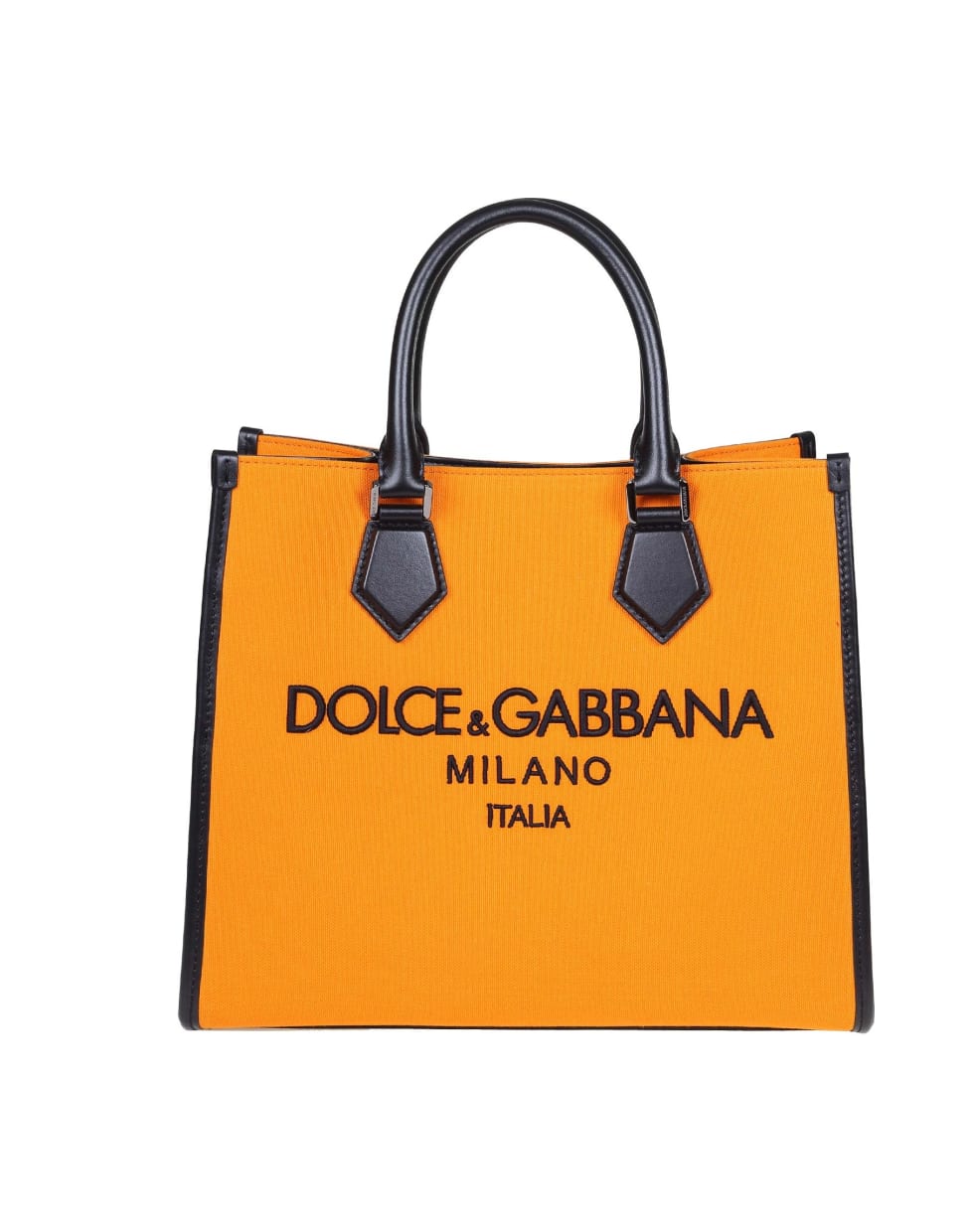 Dolce & Gabbana Handbag In Canvas With Logo - Black / Orange