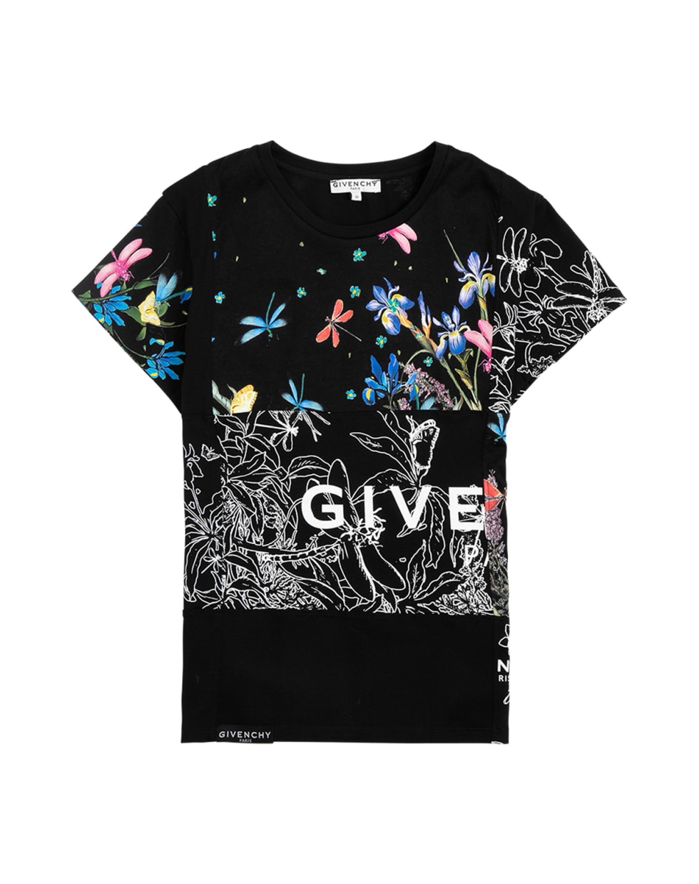Givenchy Floral Printed Cotton T-shirt With Logo - Black