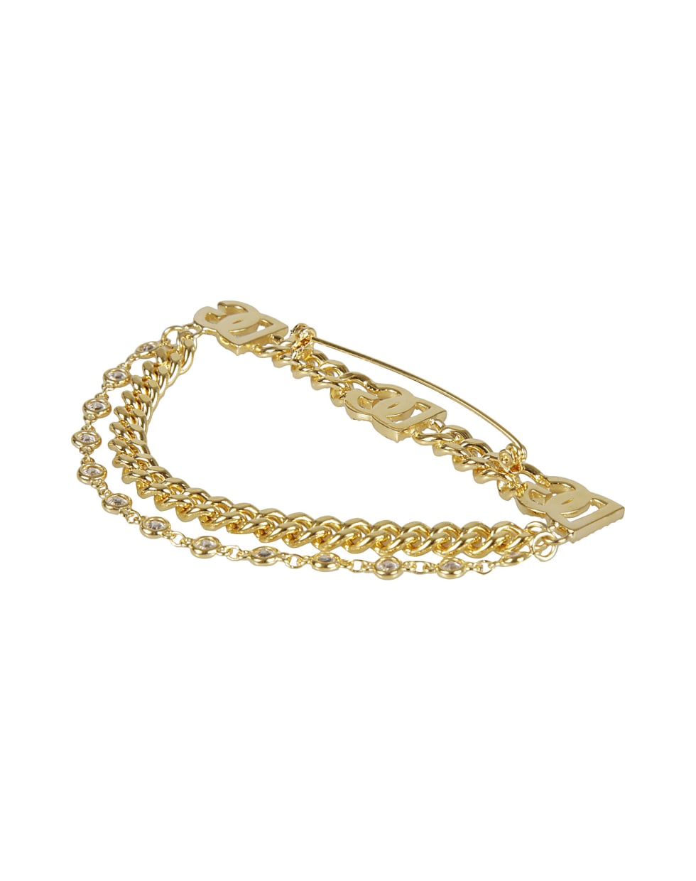 Dolce & Gabbana Logo Embellished Chain Brooch - Gold