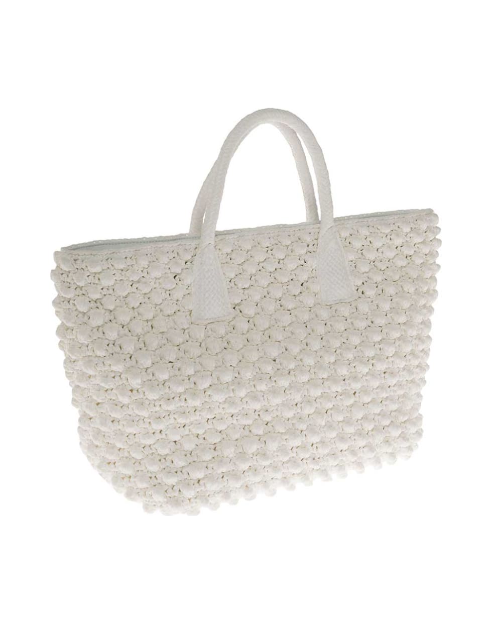 Dolce & Gabbana White Crochet Raffia Shopper Bag With Logo - White