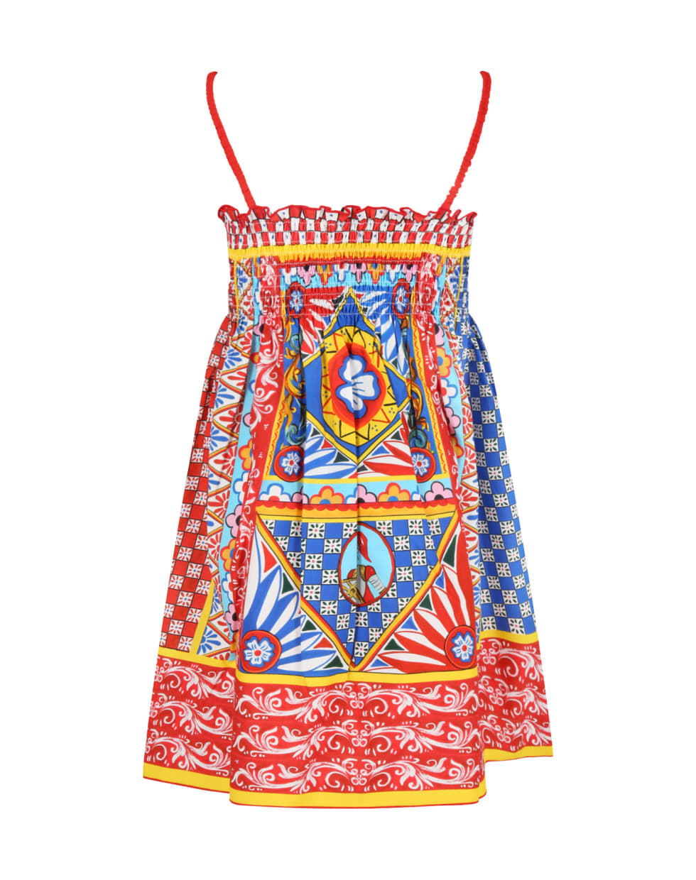 Dolce & Gabbana Red Dress For Girl With Iconic Prints - Multicolor