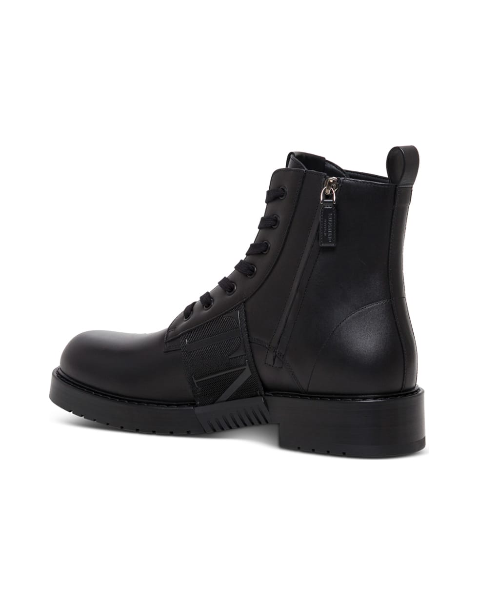 Valentino Garavani Black Vltn Combat Leather Boots - Black