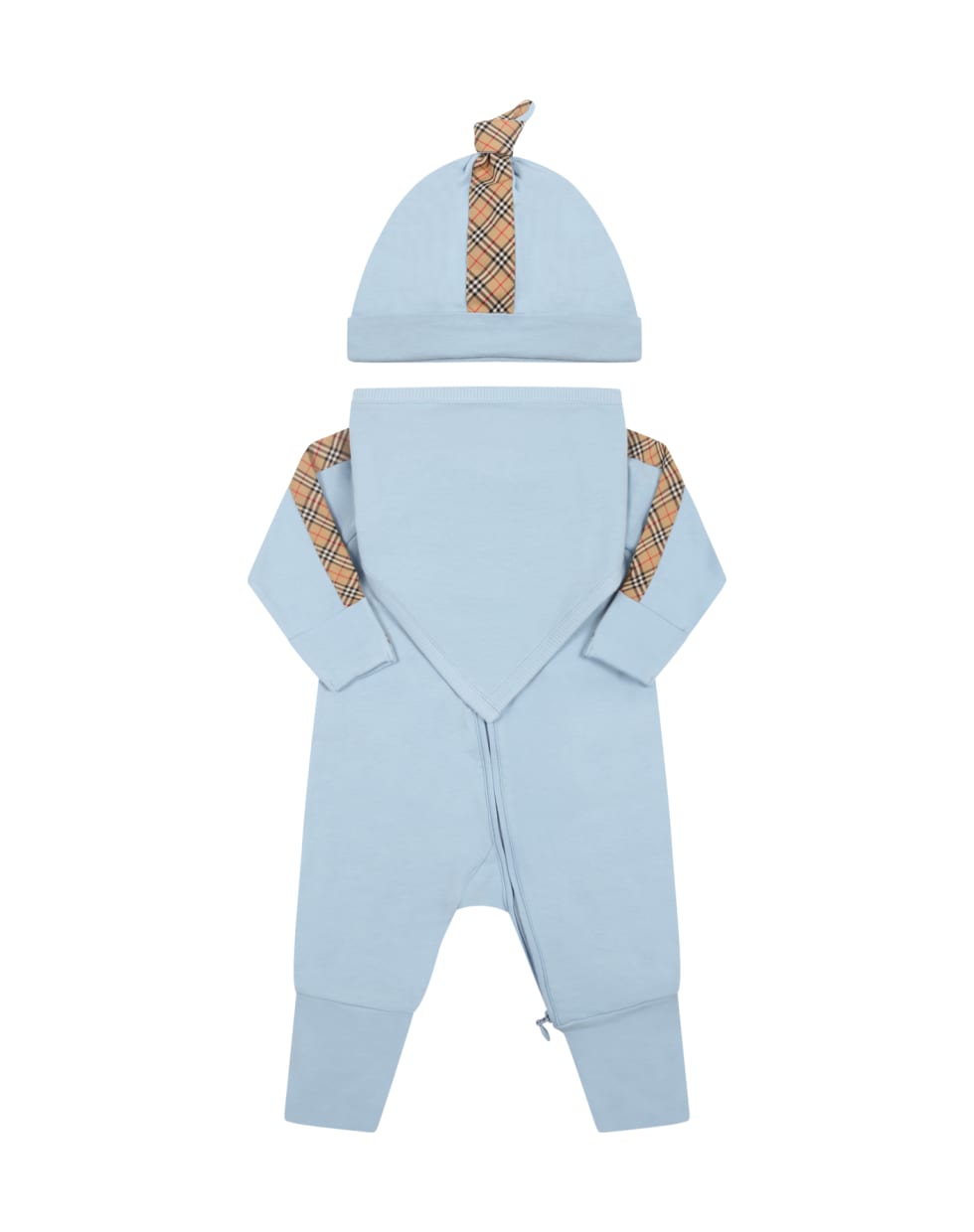 Burberry Light-blue Set For Babykids With Iconic Check Vintage - Light Blue
