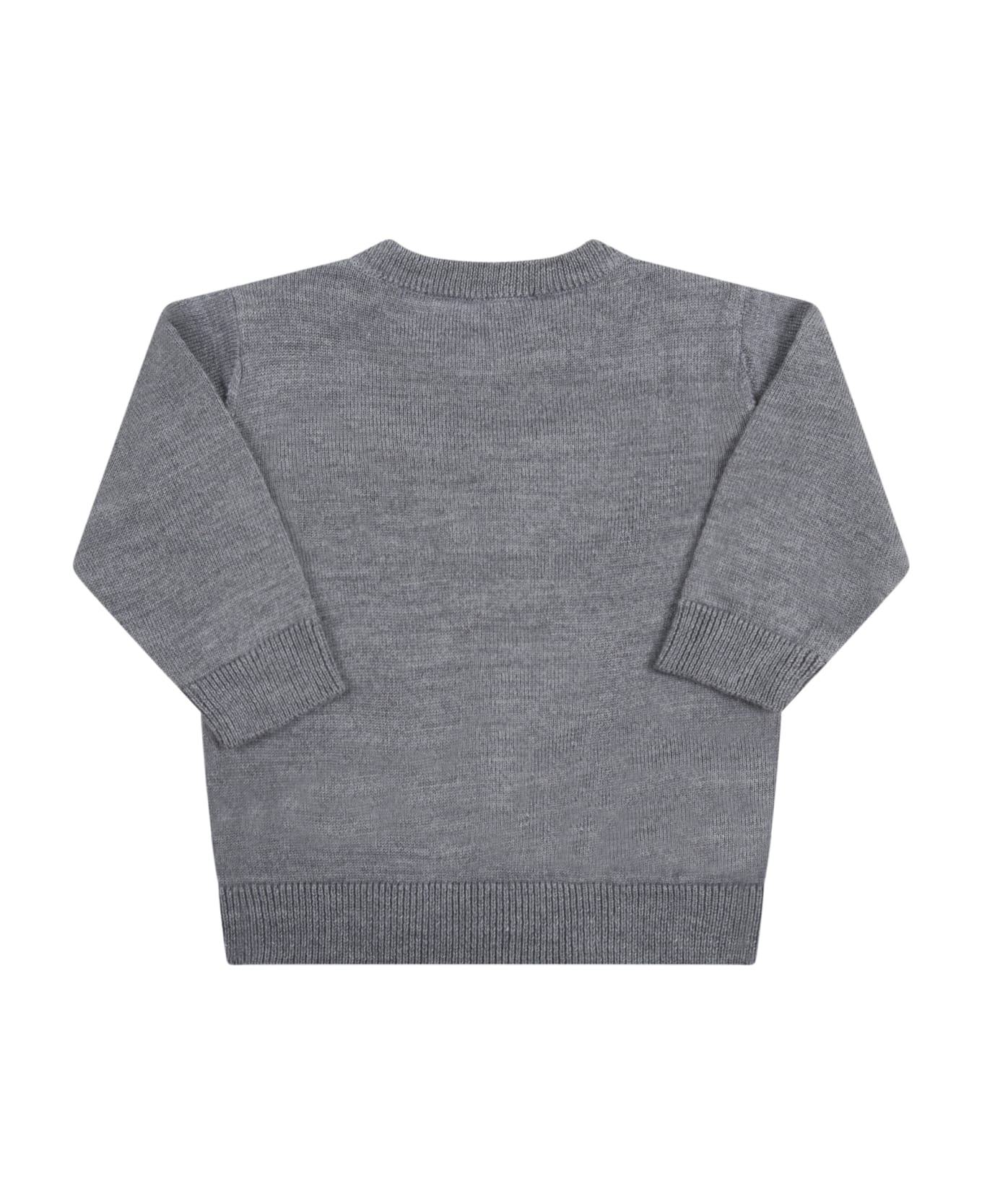 Armani embroidered Collezioni Grey Sweater For Baby Boy With Eagle - Grey