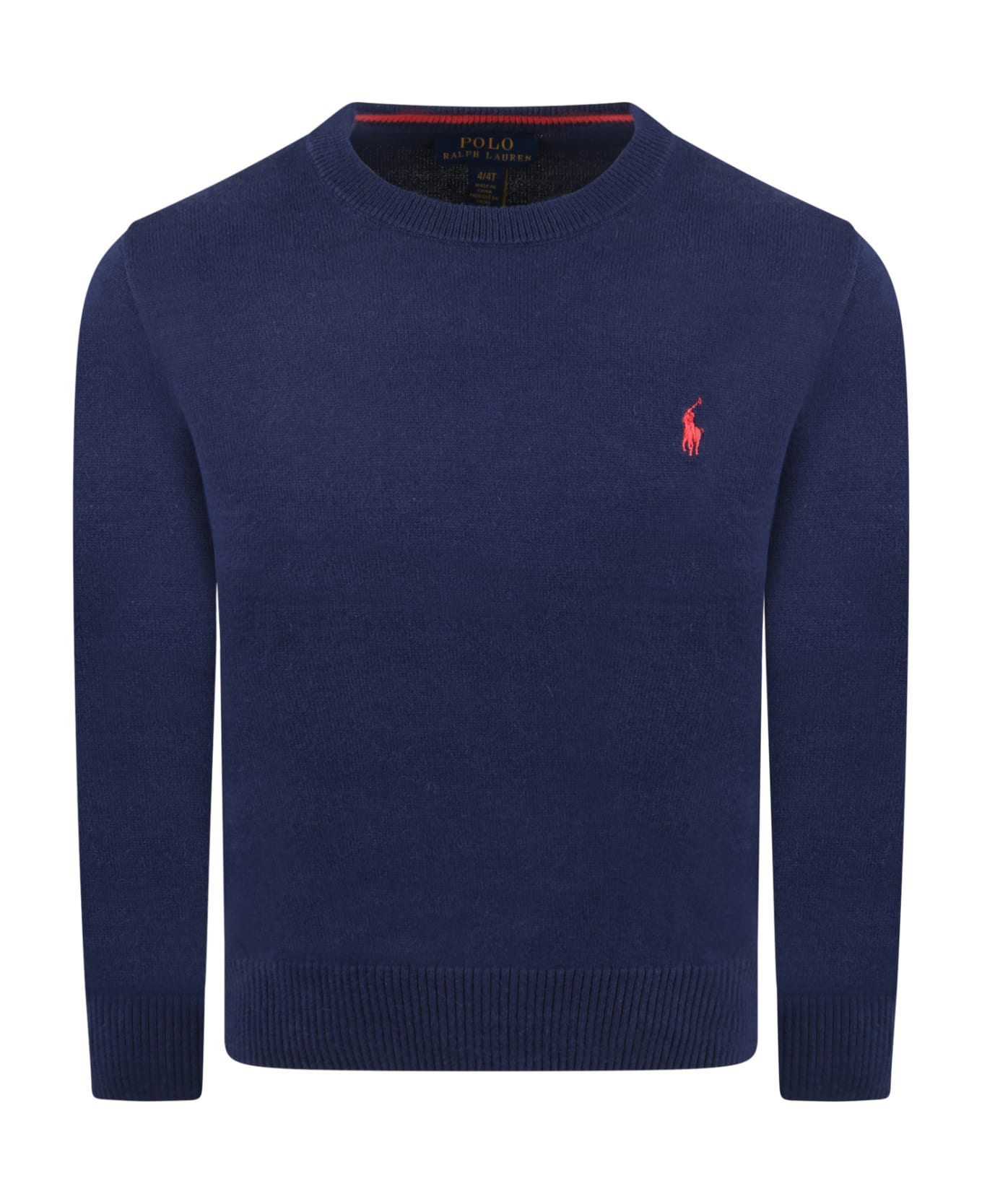Ralph Lauren Blue Sweater For Boy With Pony Logo - Blue