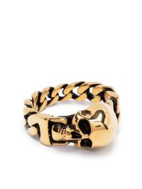 Alexander McQueen Gold Skull Chain Ring リング-