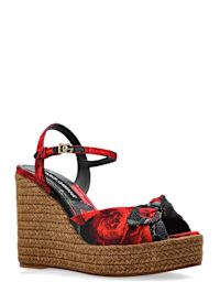 【DOLCE & GABBANA】ROSES PRINT WEDGED SANDALS Dolce & Gabbana Rose Print Wedge | italist