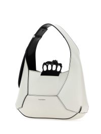 Alexander McQueen White Leather Jewelled Hobo Handbag